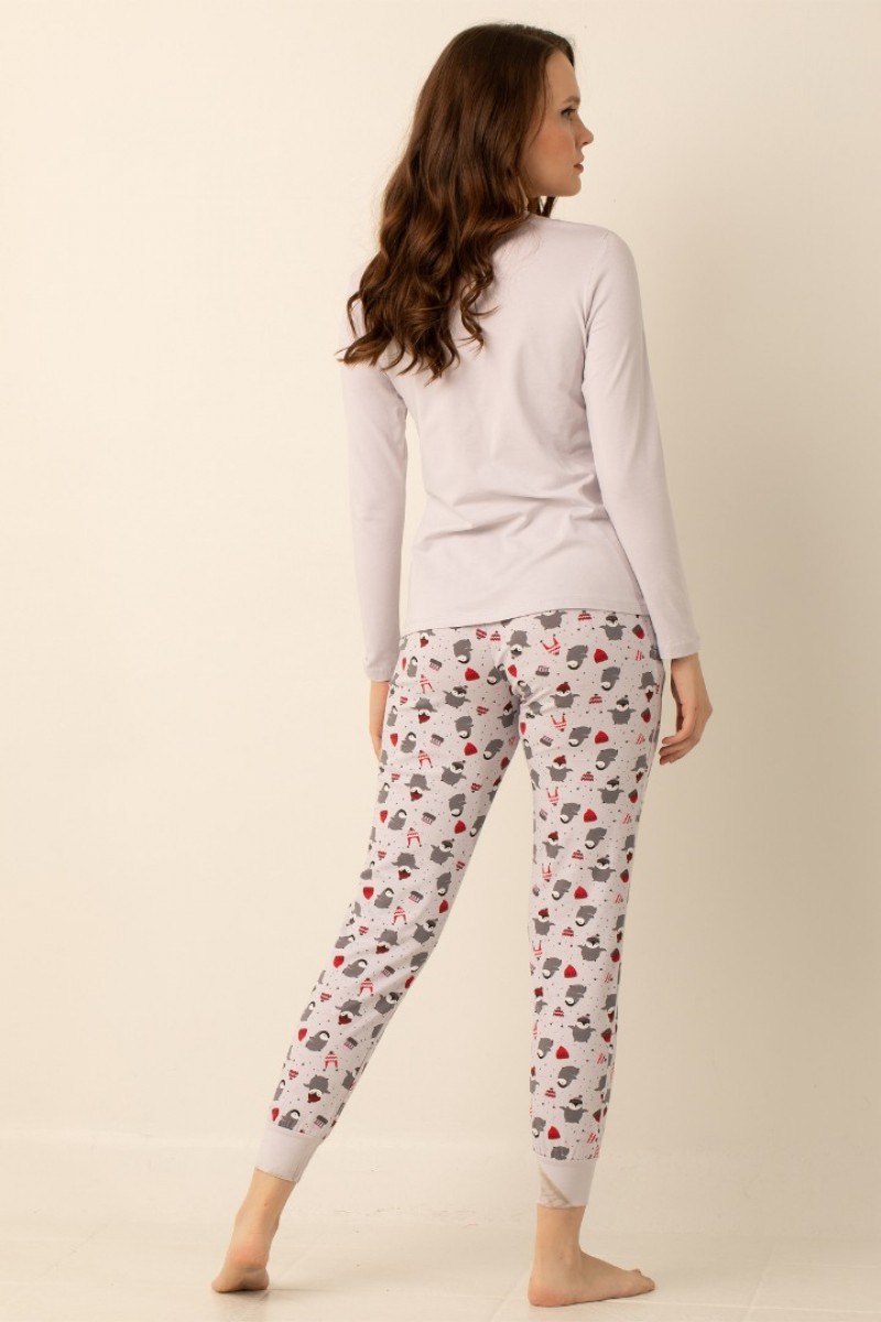 Pamuklu Bayan Pijama Takımı Gri Pamuklu Bayan Pijama Takımı Gri