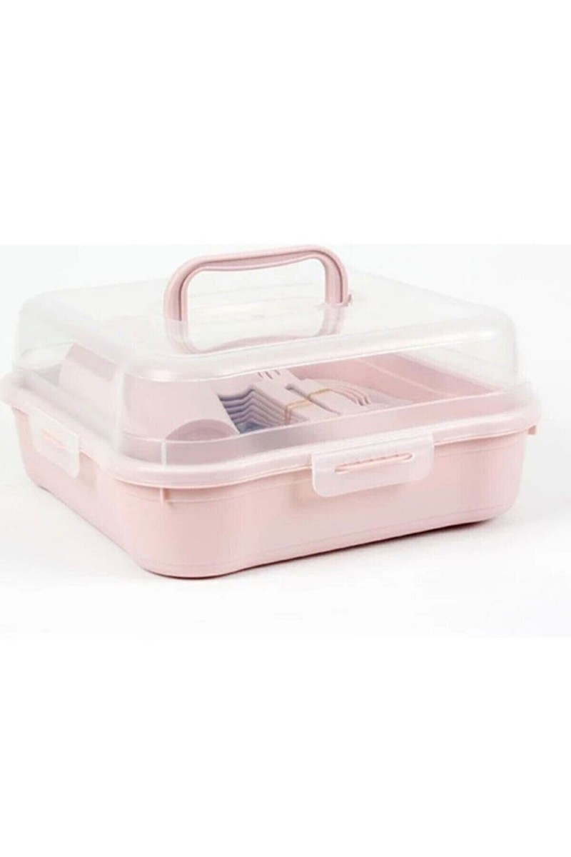 32 Parça 6 Kişilik Çantalı Piknik Seti Lila