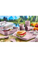 32 Parça 6 Kişilik Çantalı Piknik Seti Lila