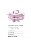 32 Parça 6 Kişilik Çantalı Piknik Seti Lila