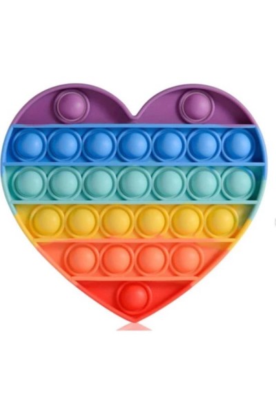 Push Pop Bubble Pop It Duyusal Stres Oyuncağı Gökkuşağı Renkli Kalpli