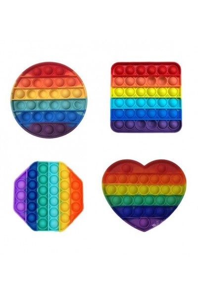 4'lü Set Push Pop Bubble Pop It Duyusal Stres Oyuncağı Gökkuşağı Renkli
