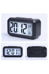 Dijital Masa Saati Fotoselli Alarmlı Işıklı Termometre Takvim Çalar Saat Siyah
