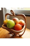 Fruit Basket Katlanabilir Ahşap Meyve Sepeti Elma Figürlü Büyük Boy