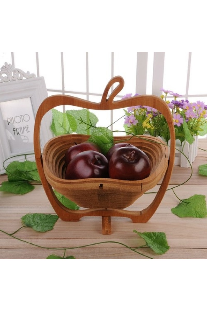 Fruit Basket Katlanabilir Ahşap Meyve Sepeti Elma Figürlü Büyük Boy