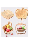 Fruit Basket Katlanabilir Ahşap Meyve Sepeti Elma Figürlü Büyük Boy