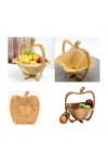 Fruit Basket Katlanabilir Ahşap Meyve Sepeti Elma Figürlü Küçük Boy