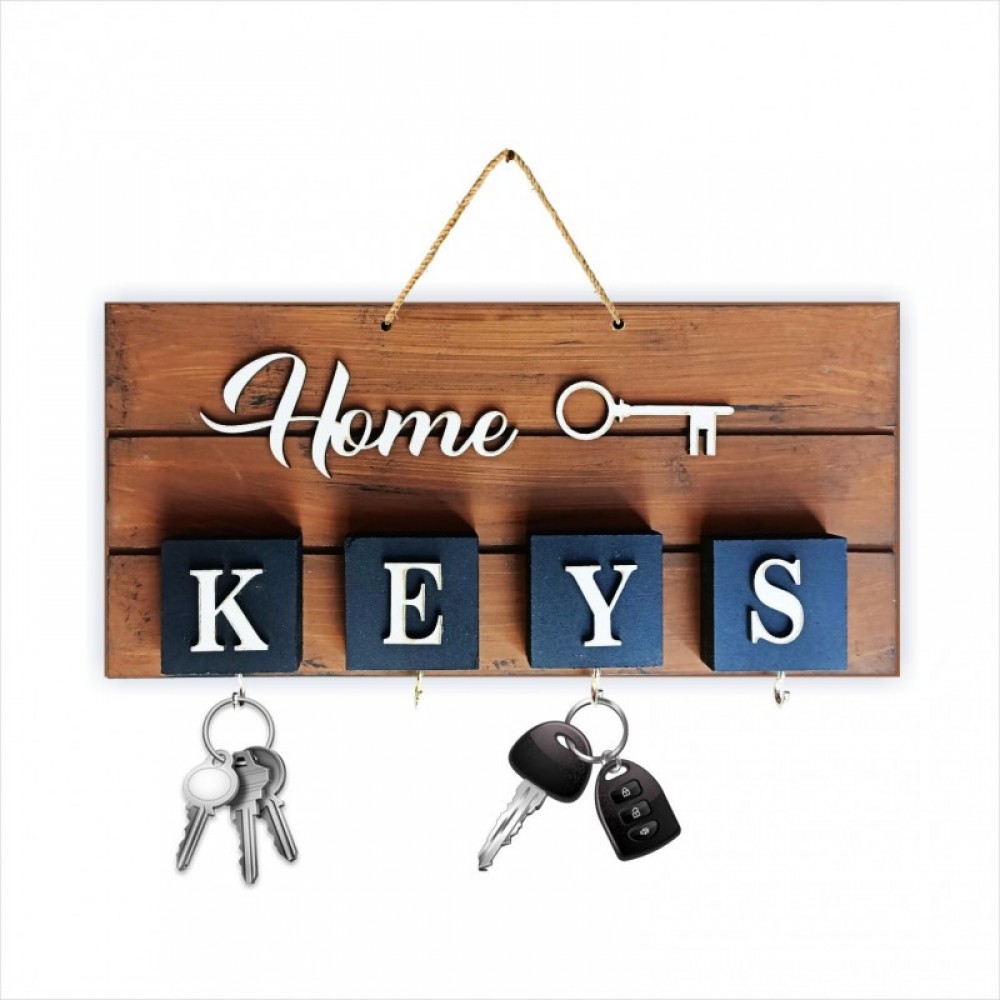Home Keys Ahşap Dekoratif Anahtarlık Kahverengi