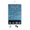 Home Keys Ahşap Dekoratif Anahtarlık Askılı Mandallı Pano Notluk Mavi