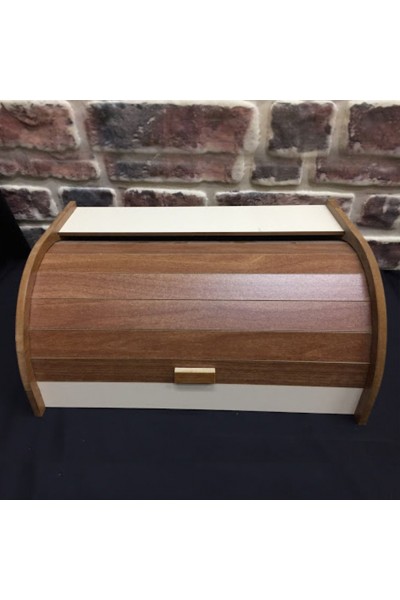 Ahşap Ekmek Saklama Kutusu Kahverengi Beyaz Çift Renkli Ahşap Ekmek Saklama Kutusu Kahverengi Beyaz Çift Renkli