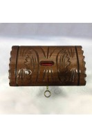 Ahşap Ceviz El Oyması Anahtarlı Sandık Bombeli Kumbara