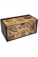 Dekoratif Ahşap Ekmek Dolabı Desenli Ekmeklik Siyah