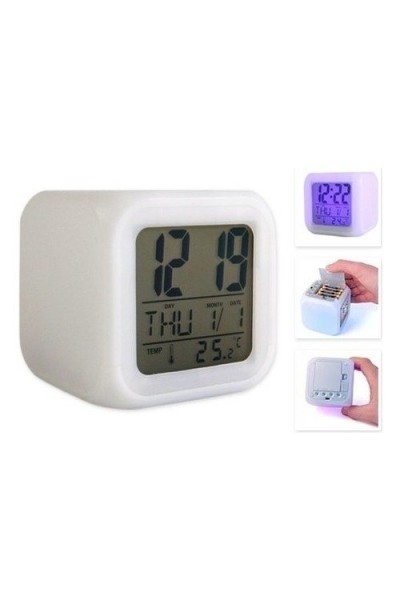 7 Renk Değiştiren Alarmlı Dijital Küp Saat 7 Renk Değiştiren Alarmlı Dijital Küp Saat