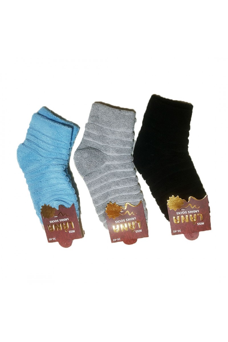 Ters Havlu Kalın Kadın Çorap 3lü Renkli