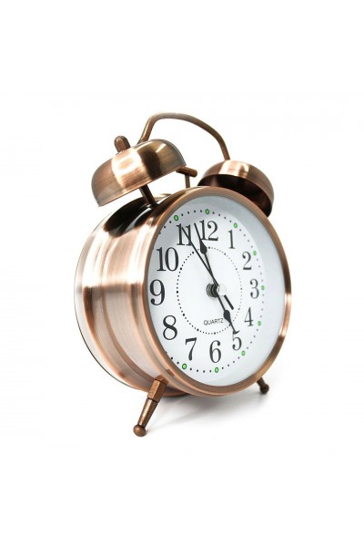 Nostaljik Metal Büyük Boy Çift Çanlı Fosforlu Işıklı Çalar Saat Bakır Nostaljik Metal Büyük Boy Çift Çanlı Fosforlu Işıklı Çalar Saat Bakır