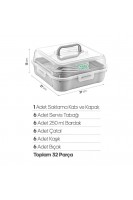 32 Parça 6 Kişilik Çantalı Piknik Seti Gri