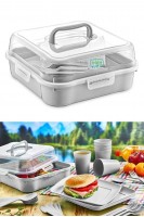 32 Parça 6 Kişilik Çantalı Piknik Seti Gri