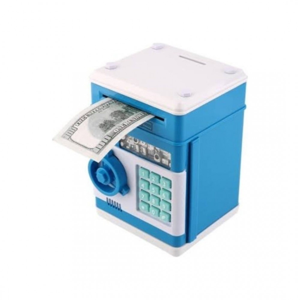Otomatik Para Çeken Şifreli Kasa Atm Kumbara Büyük Boy Mavi