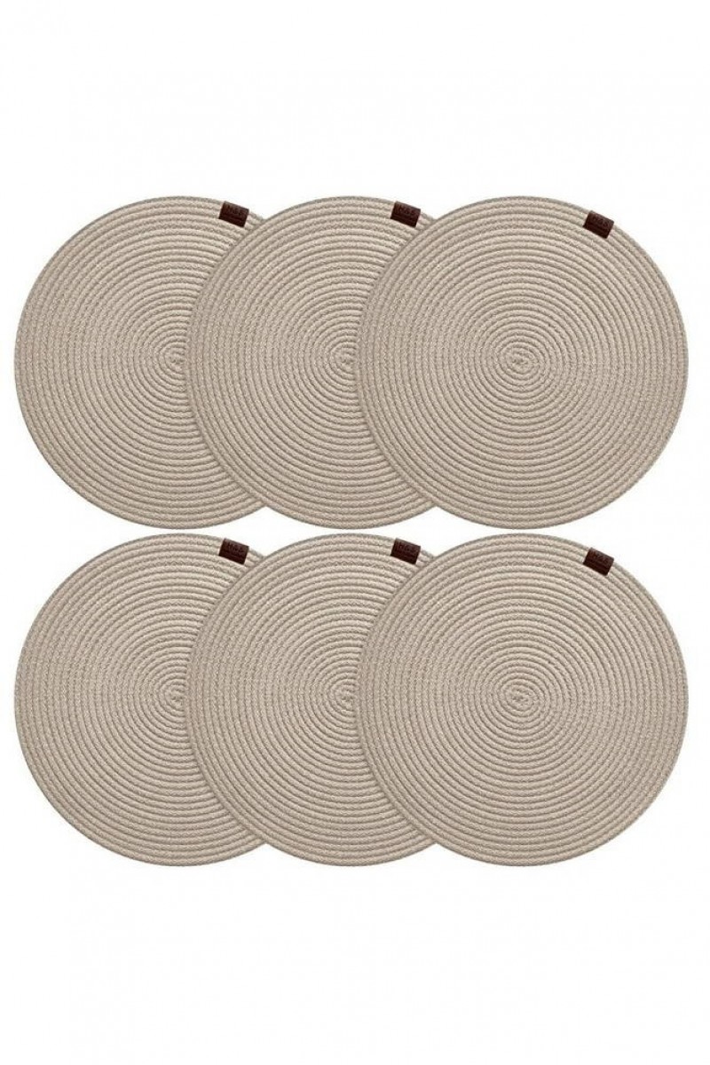 Dekoratif 6lı Amerikan Servis Kordon Dikişli Supla Gri