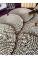 Dekoratif 6lı Amerikan Servis Kordon Dikişli Supla Gri