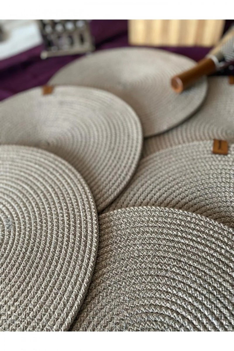 Dekoratif 6lı Amerikan Servis Kordon Dikişli Supla Gri