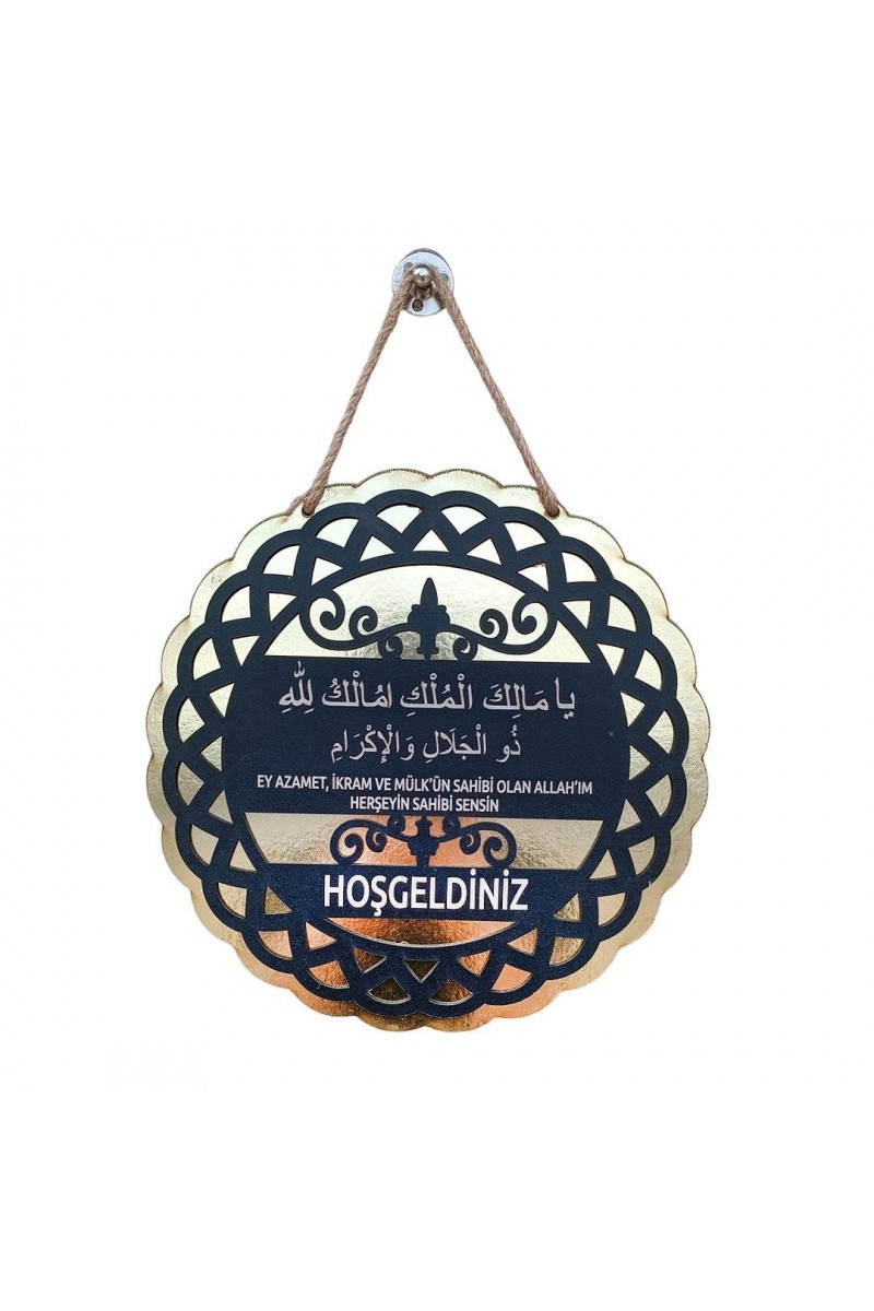 Yuvarlak Dekoratif Ahşap Kapı Süsü Hoşgeldiniz