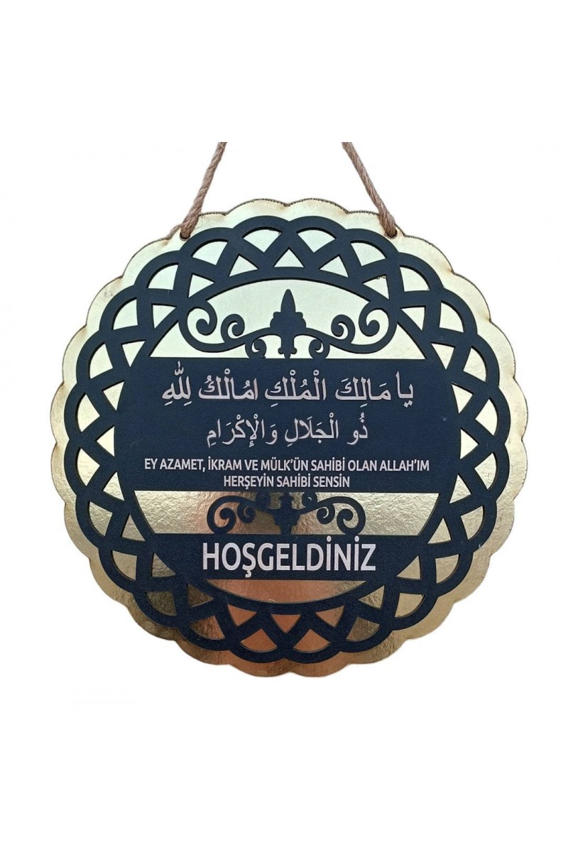 Yuvarlak Dekoratif Ahşap Kapı Süsü Hoşgeldiniz