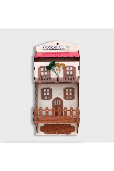 Dekoratif Ev ve Çiçek figürlü Kapı Süsü ve Anahtarlık