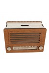 Dekoratif Ahşap Radyo Görünümlü Nostaljik Kumbara Kahverengi
