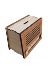Dekoratif Ahşap Radyo Görünümlü Nostaljik Kumbara Kahverengi