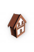 Ahşap Ev Motifli Kumbara Kahverengi