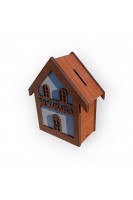 Ahşap Ev Motifli Kumbara Kahverengi