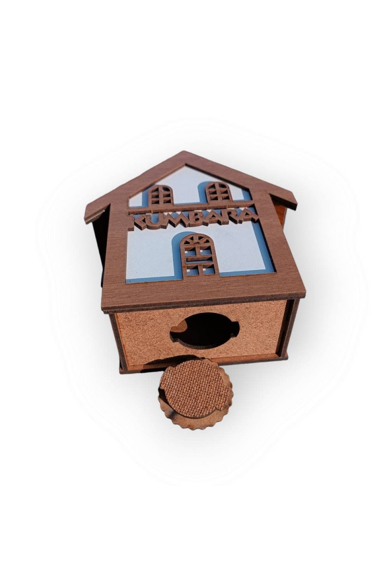 Ahşap Ev Motifli Kumbara Kahverengi