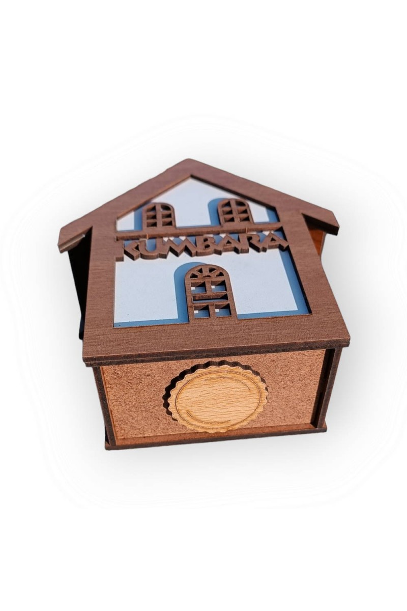 Ahşap Ev Motifli Kumbara Kahverengi