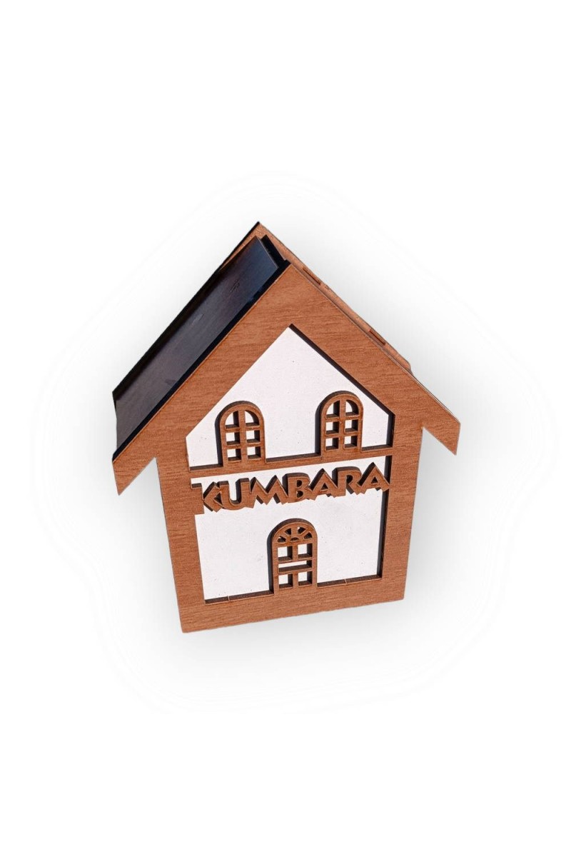 Ahşap Ev Motifli Kumbara Kahverengi