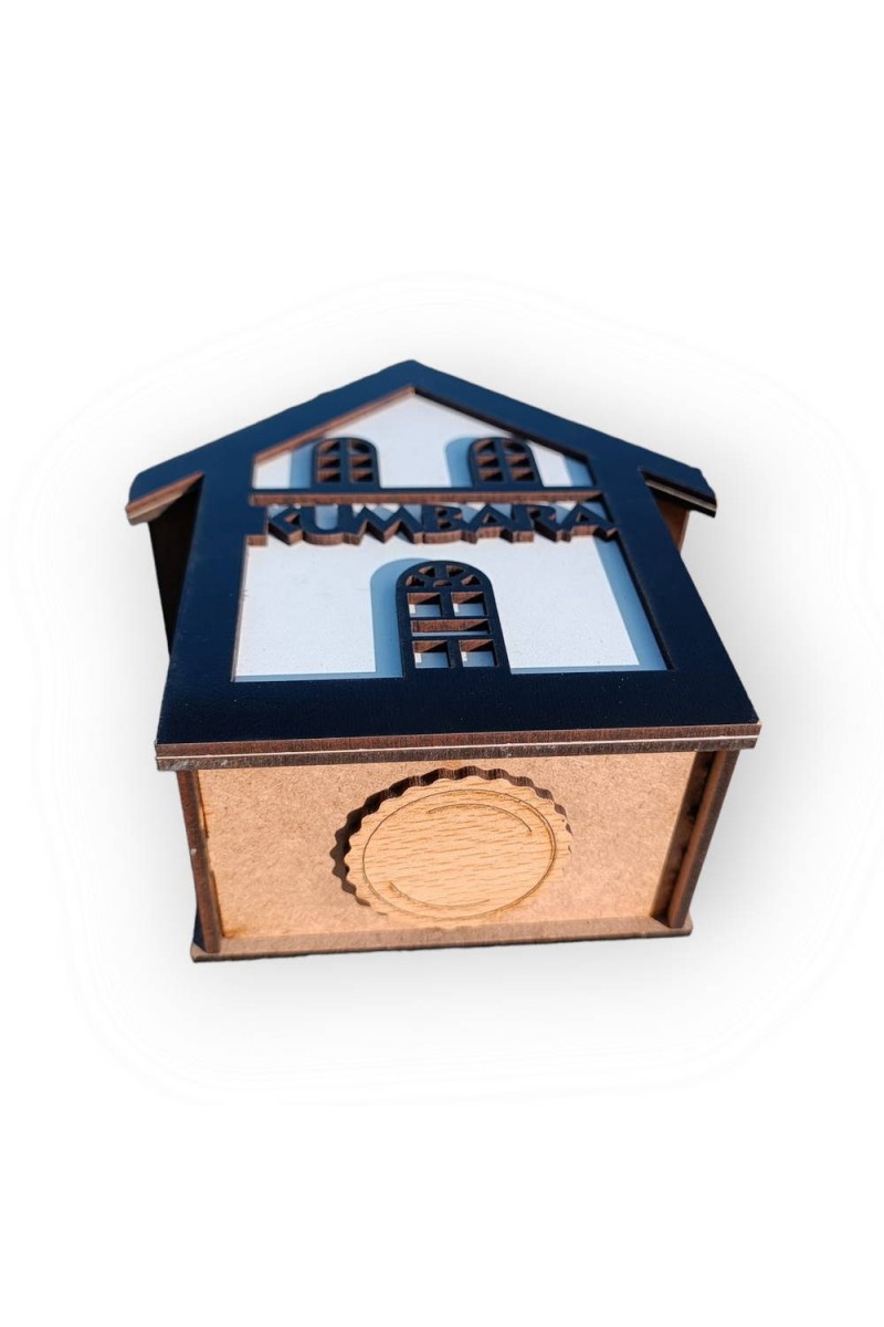 Ahşap Ev Motifli Kumbara Siyah Ahşap Ev Motifli Kumbara Siyah