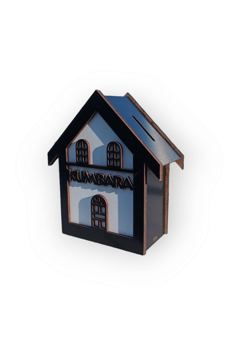 Ahşap Ev Motifli Kumbara Siyah Ahşap Ev Motifli Kumbara Siyah