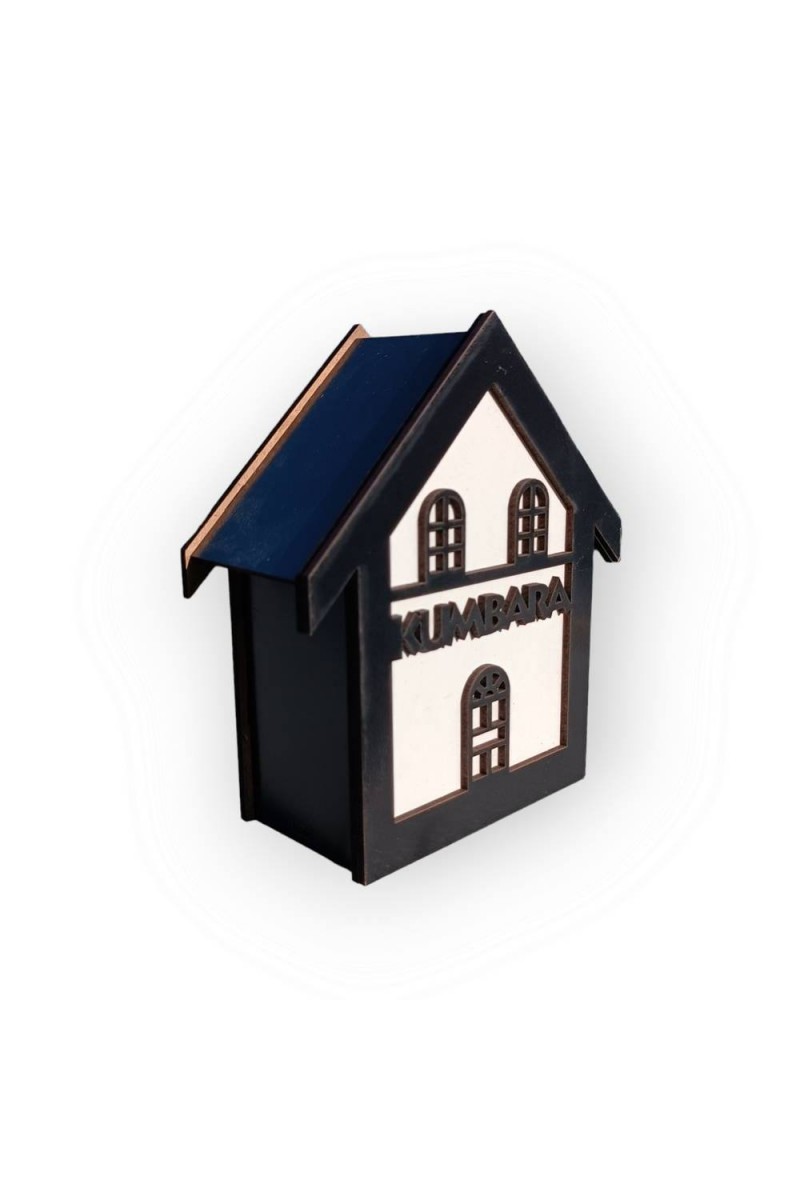 Ahşap Ev Motifli Kumbara Siyah Ahşap Ev Motifli Kumbara Siyah