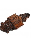 Ahşap Oymalı El Yapımı Gaz Lambası - Katlanır Kavukluk Rafı Küçük