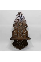 Ahşap Oymalı El Yapımı Gaz Lambası - Katlanır Kavukluk Rafı Küçük