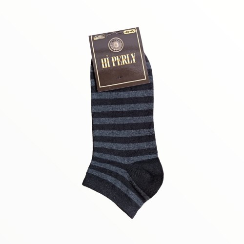 Erkek Zebra Desenli Patik Çorap 3'lü Siyah - Lacivert