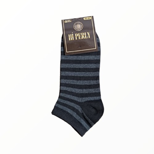Erkek Zebra Desenli Patik Çorap 3'lü Siyah - Lacivert