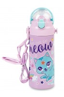 Meow Kedi Desenli Pipetli Çelik Matara MT-2635 550 ML Meow Kedi Desenli Pipetli Çelik Matara MT-2635 550 ML