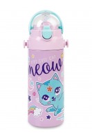 Meow Kedi Desenli Pipetli Çelik Matara MT-2635 550 ML Meow Kedi Desenli Pipetli Çelik Matara MT-2635 550 ML