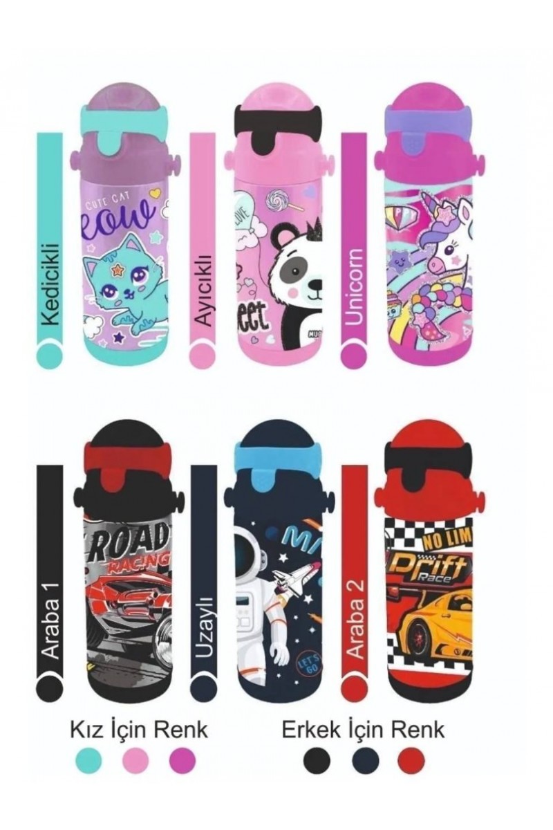 Panda Desenli Pipetli Çelik Matara MT-2635 550 ML