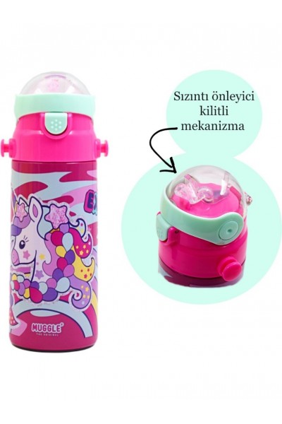 Unicorn Desenli Pipetli Çelik Matara MT-2635 550 ML Unicorn Desenli Pipetli Çelik Matara MT-2635 550 ML