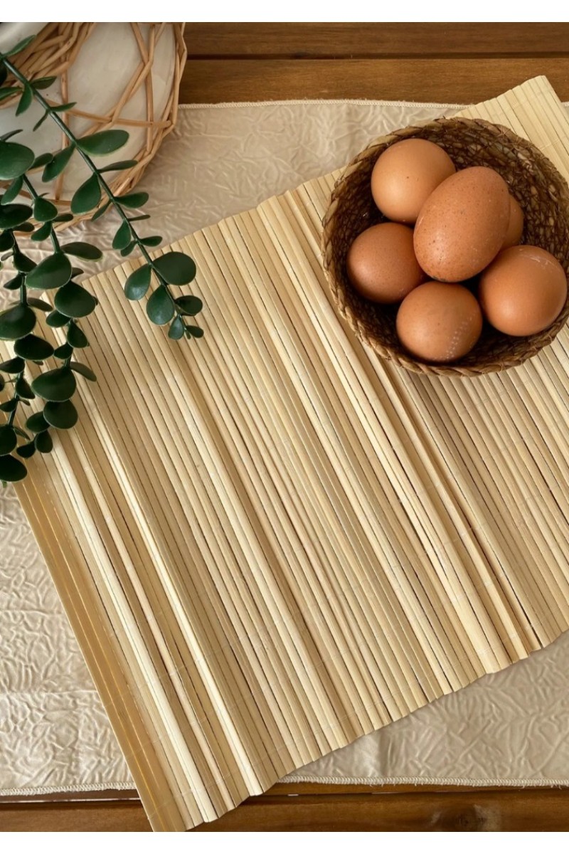 6'lı Bambu Rattan Ahşap Katlanabilir Amerikan Servis Dekoratif Supla 6lı Bambu Rattan Ahşap Katlanabilir Amerikan Servis Dekoratif Supla