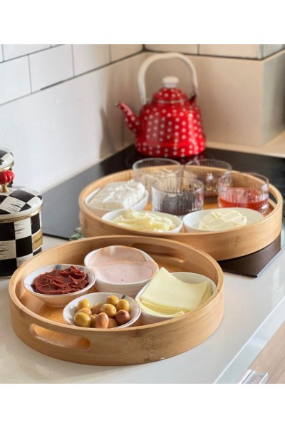 Bambu 2'li Yuvarlak Tepsi