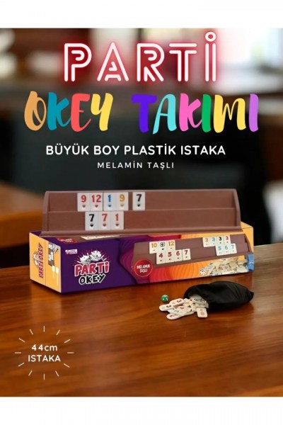 Büyük Boy Okey Takımı Parti ve Hobi Oyun Seti 44 cm Kahverengi