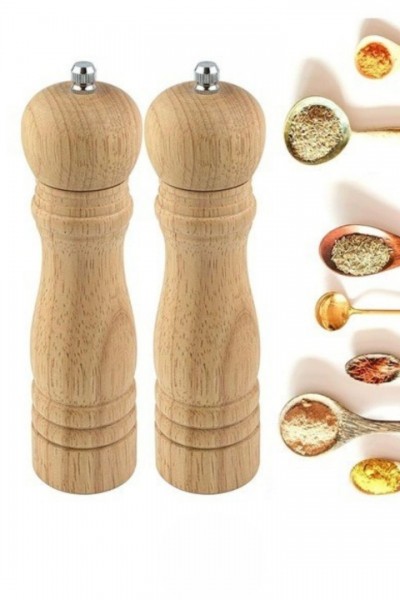 2'li Bambu Tuzluk - Karabiber Öğütücü Değirmen Seti